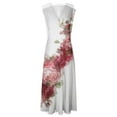 thumbnail image 5 of Uaswgudfs ​Elegant V-Neck Floral Midi Dress for Women 2025 - Sleeveless Summer Sundress with Fitted Silhouette & Casual Elegance White-F S, 5 of 5