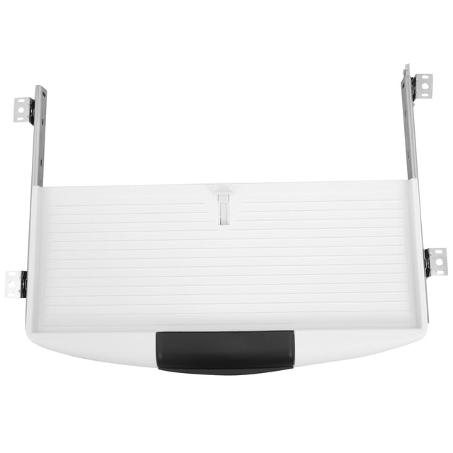 Adjustable Under Desk Keyboard Tray with Clamp Ergonomic Sliding Keyboard Holder for Desk, White Keyboard Mouse Pad for Standing Desks and Small Workspaces