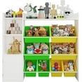 thumbnail image 5 of Kids Toy Storage Organizer with 8 Removable Toy Bins, Bookshelf & 2 Storage Cubbies,Playroom, Bedroom & Classroom Organization, White Theme + Yellow Frame + Green Frame, 5 of 5