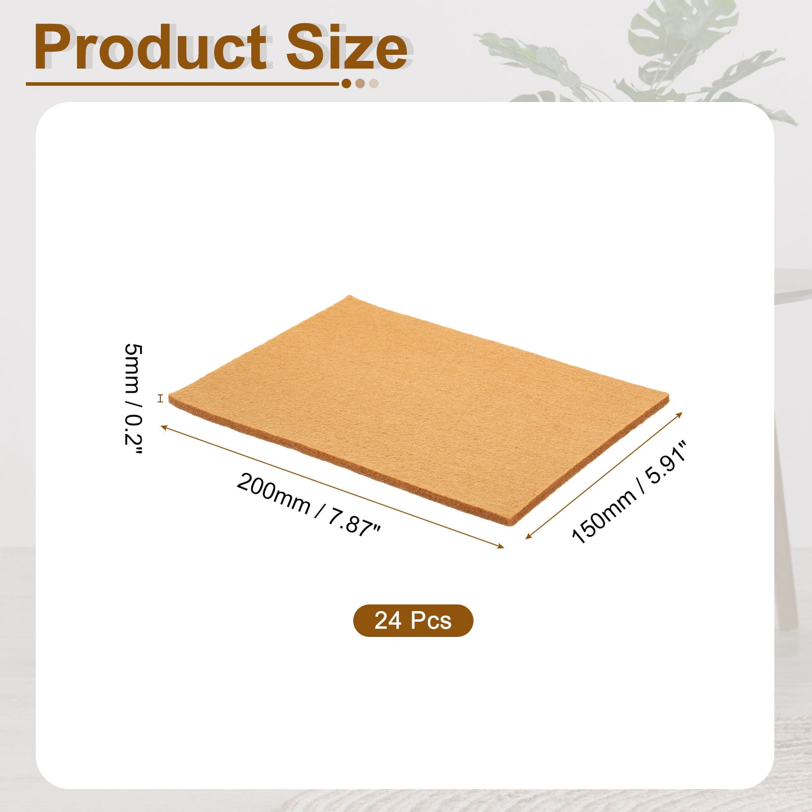 Felt Furniture Pads, 24Pack 5.91" x 7.87" Adhesive Backed Non-slip Anti-scratch Chair Leg Protectors for Protecting Hardwood Floor, Light Brown