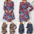 thumbnail image 4 of Vestido a media pierna elegante informal de manga larga con cuello redondo y estampado floral de mod Abanopi Grande, 4 of 7