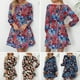 thumbnail image 4 of Vestido a media pierna elegante informal de manga larga con cuello redondo y estampado floral de mod Abanopi XX-grande, 4 of 7