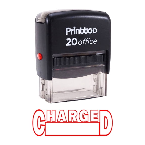 Printtoo CHARGED Self Inking Rubber Stamp Office Stationary Custom Stamp-Red