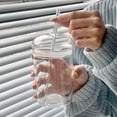 thumbnail image 3 of Glass Cup with Lid and Straw, 16.9oz Iced Coffee Cups with Lids, Glass Tumbler with Dome Lid, Glass Tumbler with Straw, Drinking Glasses for Smoothies Juice, 3 of 6