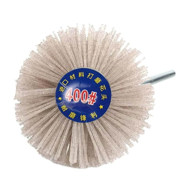 Cepillo de rueda de nailon para amolar madera, con cabezal de amolado abrasivo con vástago roscado grano 400