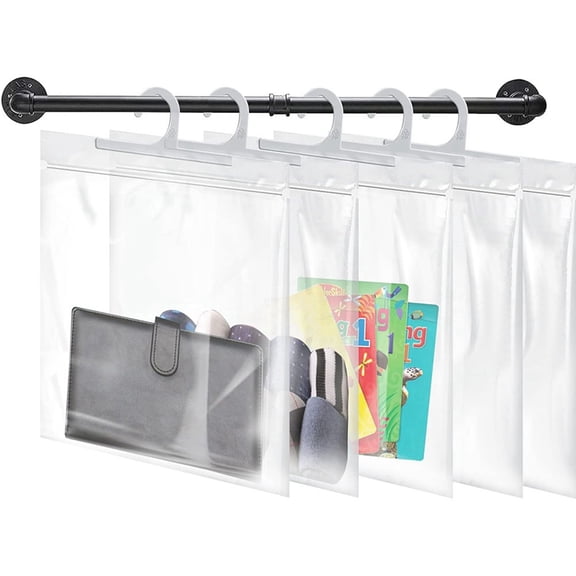 Hanging Storage Bags 24 Pack, Large Hook 10 X 12.5-Inch Clear Plastic Bags for Classroom, Library and Pharmacy