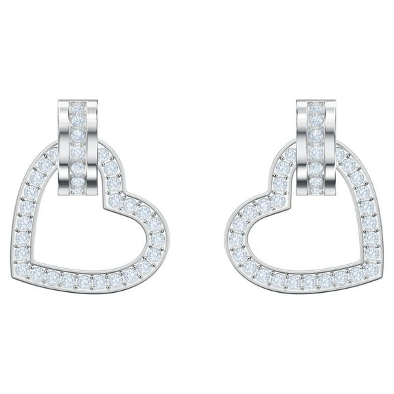 Swarovski Lovely Pierced Earrings - White - Rhodium Plating