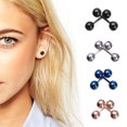 thumbnail image 4 of Juego de 8 piercings unisex de acero inoxidable de 5 mm con forma de bola, para oreja, uña, lengua (2 de acero, 2 negros, 2 de oro rosa y 2 azules), 4 of 7