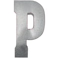 thumbnail image 6 of 20" Metal Letter "P" Wall Decor, Silver with Rusted Edges, Galvanized Wall Mountable Decoration for Country, Mid-Century, or Farmhouse Themed Room or Event, 6 of 6
