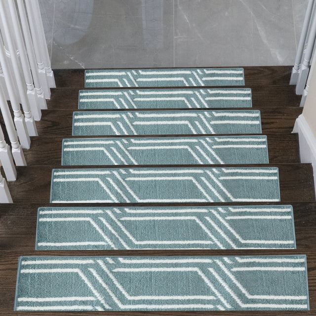 Plaza Collection Contemporary, Cozy, Vibrant and Soft Stair Tread Mats & Rugs, 9'' x 28''