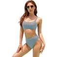 thumbnail image 1 of XINQIHANG Women High Waisted Bikini Set Sports Color Block Swimsuit Scoop Neck Cheeky Bathing Suit, 1 of 6