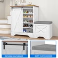thumbnail image 2 of Dextrus Shoe Cabinet with Slide Door & Shoe Bench, 5-Tier Adjustable Farmhouse Shoe Storage for 20 Pairs for Entryway, Foyer, Hallway, White, 2 of 6