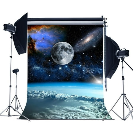 Image of HelloDecor 5x7ft Full Moon Galaxy Universe Photography Background Amateur astronomer Birthday Photo Shoot Backgrounds Studio Props