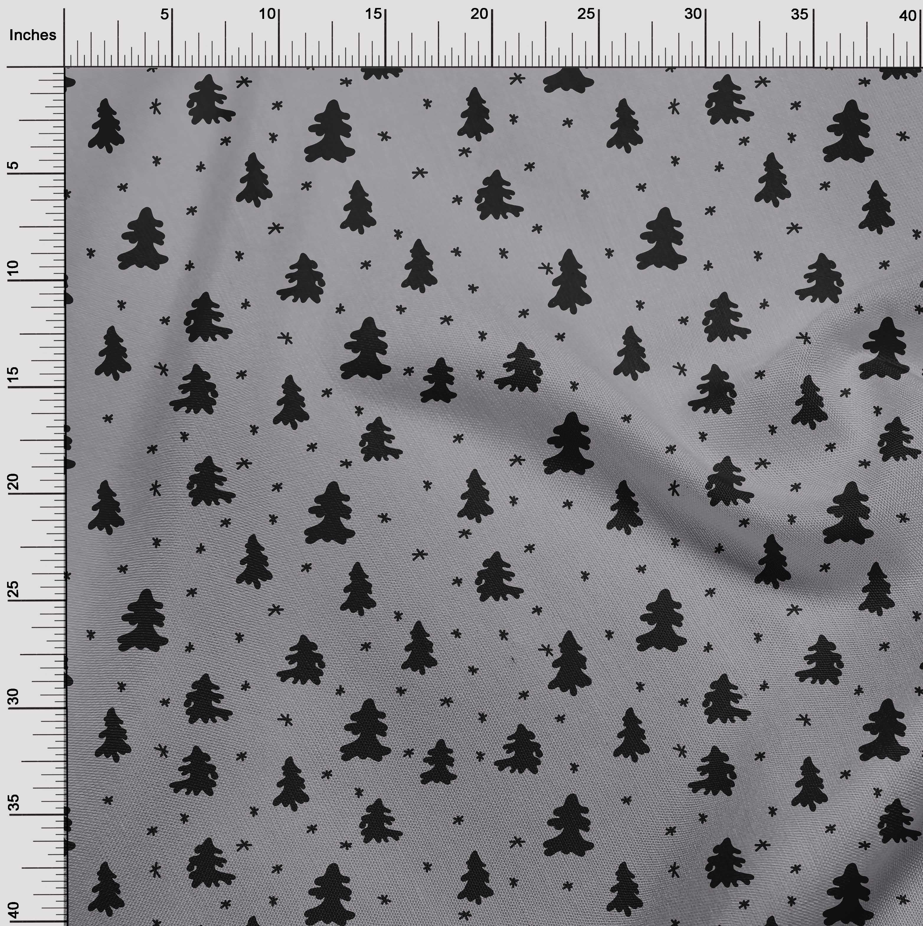 oneOone Cotton Silk Black Fabric Christmas Tree Sewing Craft Projects Fabric Prints By Yard 42 Inch Wide