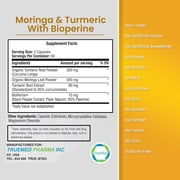 TrueMed Moringa & Turmeric Curcumin Supplement with BioPerine, 1100 mg, 95% Curcuminoids, 120 Vegan Capsules for Daily Wellness, Joint & Digestive Support