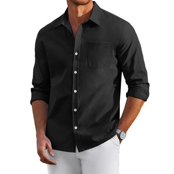 Coshow Men's Button Down Long Sleeve Shirt Oxford Regular Fit Shirt Casual Dress Shirt