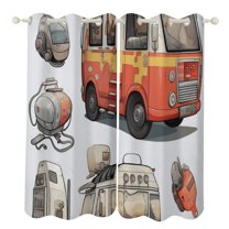 Blackout Curtains for Bedroom Ambulance Car Full Room Darkening Grommet Curtains for Living Room,Thermal Insulated Ombre Drapes