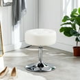 thumbnail image 3 of Duhome Modern Vanity Stool PU Leather Swivel Vanity Chair, Adjustable Height with Chrome Base White, 3 of 10