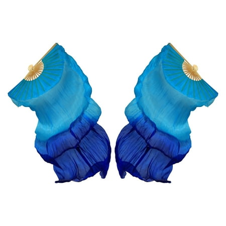 

Real Silk Belly Dance Fan Gradient Color Bamboo Fan Women Long Hand