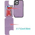 thumbnail image 4 of for iPhone 12 Pro/iPhone 12 Wallet Case with RFID Blocking Card Holder,7 Card Slots Heavy Duty Bumper Armort PU Leather Magnetic Buttons Kickstand Case for iPhone 12 Pro 6.1",Macaron Purple, 4 of 15