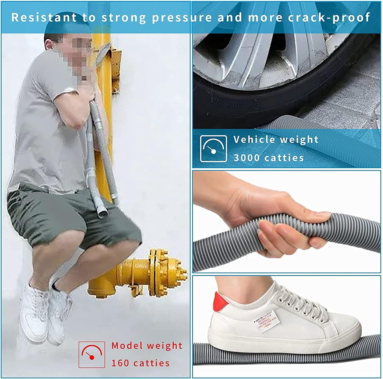 Lyplus Gray 10ft Heavy-Duty Polypropylene Drain Hose with Clamp, Universal Fit for Washing Machine & Dryer, 1-1/2 Inch Outlet, Fits Whirlpool, LG, GE, Samsung, Maytag