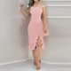 thumbnail image 1 of mfyjkho Vestidos para mujer, Vestido informal de mujer con un hombro descubierto, decoración de perlas, dobladillo con volantes irregulares y estampado de nalgas lisas Vestidos festivos l, 1 of 7