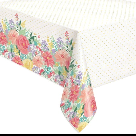 Pioneer Woman Spring Flowers Plastic Party Tablecloth, 108 x 54in, 2ct