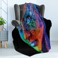 thumbnail image 4 of Colorful Soft Flannel Fleece Blanket, Highly Detailed Ultraviolet Woman Face Portrait Image Art Print, Cozy Plush for Indoor and Outdoor Use, 70" x 90", Charcoal Grey and Multicolor, by Ambesonne, 4 of 5