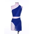 thumbnail image 3 of Yartina Robe Moderne Lyrique avec Strass pour Femmes, Robe Courte à une Épaule avec Jupe en Maille Bleue TG, 3 of 7