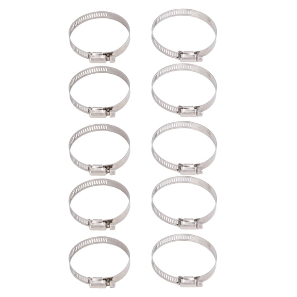 Abrazaderas De Manguera De Acero Inoxidable, Abrazaderas De Manguera Reciclables Resistentes A La Sal Reutilizables Ajustables Resistentes A La Corrosión De 44-64 Mm 10 Piezas ANGGREK Worm Drive Hose Clamp