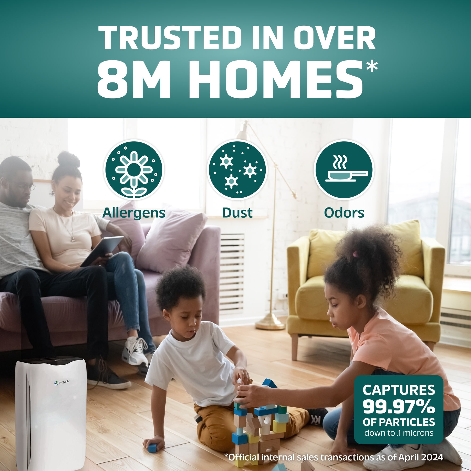GermGuardian 728 Sq. ft. Air Purifier with HEPA Filter and Ionizer, White, AC5600WDLX