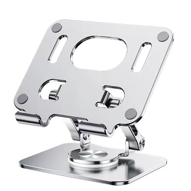 Soporte para portátil, soporte ajustable para ordenador, base giratoria 360, doble eje giratorio, totalmente plegable