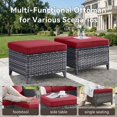 thumbnail image 5 of Unnifurnzi Outdoor Ottoman Set of 2-All Weather Wicker Outdoor Footstool with Removable Cushions Outdoor Olefin Fabric Patio Ottoman for Deck Porch Balcony Garden-Gray/Red, 5 of 7