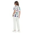 thumbnail image 4 of WTOBBY Women's Plus Size Short Sleeve Printed Scrubs Set with Pockets, V-Neck, Animal Floral Print, 2-Piece Nursing Uniform, Medical Workwear for Caregivers,White XL, 4 of 6
