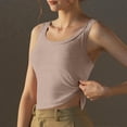 thumbnail image 3 of Women's Built In Bra Camisole Padded Tank Top, Solid Color Cotton Vest, Inner Outer Wear Base Layer, Wireless Shelf Bra Undershirt, Adjustable Strap Yoga Sleep Top, 3 of 5