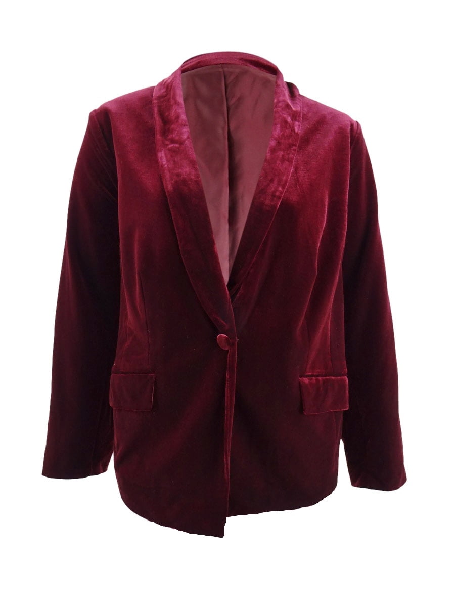 INC International Concepts Women's Plus Size Velvet Blazer (4X, Port