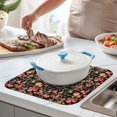 thumbnail image 3 of Microfibre Drying Mat for Kitchen Red Rose with Green Leaf Dish Drying Drainer Mat Absorbent Pioneer Drying Mat Washing Up for Glass, Plate & Cup 16inch X 18inch, 3 of 7