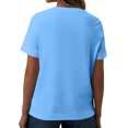 thumbnail image 3 of Loopsun Womens Summer Top Plus Size, T Shirts for Women, Fashion Women Summer Solid V Neck T-Shirt Short Sleeve Casual Blouse Top Sky Blue M, 3 of 4