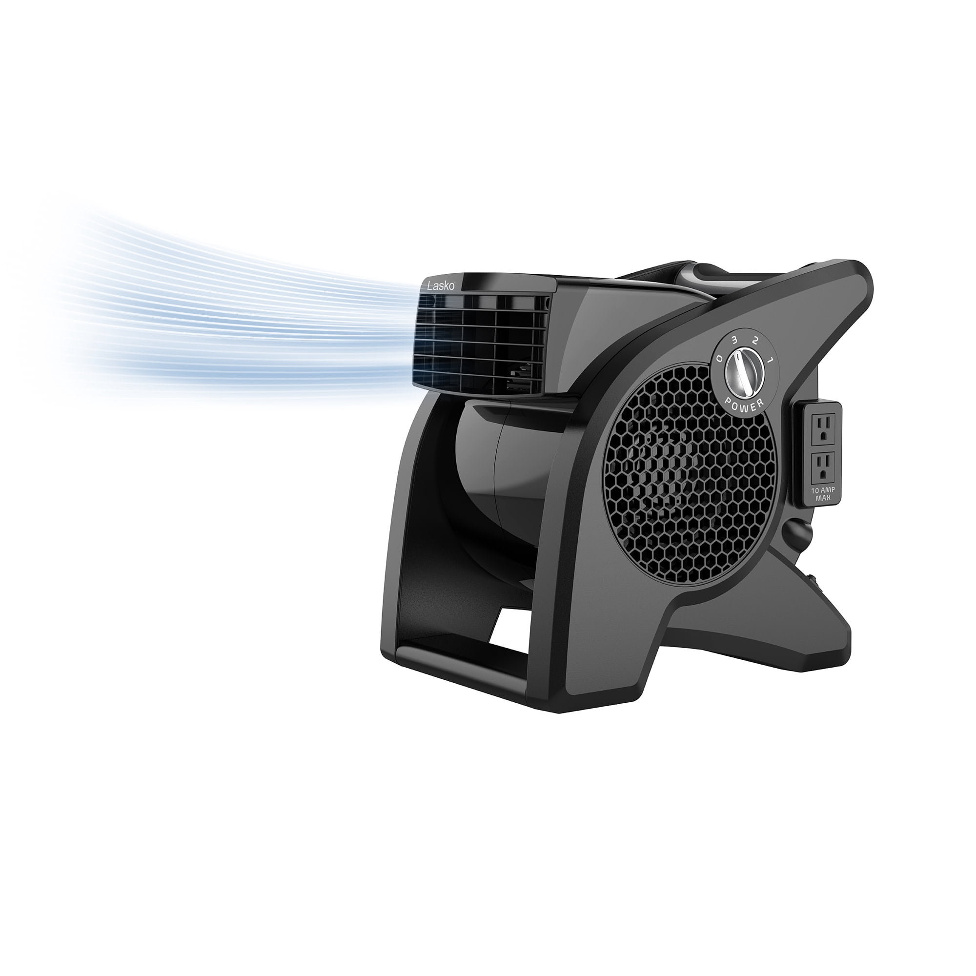 Lasko 14" High Velocity Utility Fan, 3-Speed, 2 Outlets, Pivoting, Black, U15617