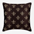 thumbnail image 1 of The HomeCentric Housse de Coussin, Housses de Coussin Décoratives Marron pour Canapé, Lot de 2, 16x16 Pouces (40x40 cm) Housse de Coussin en Soie, Toile Française, Fleurs de Lis, Perles, Housse Zippée - Fleur de Lis, 1 of 3