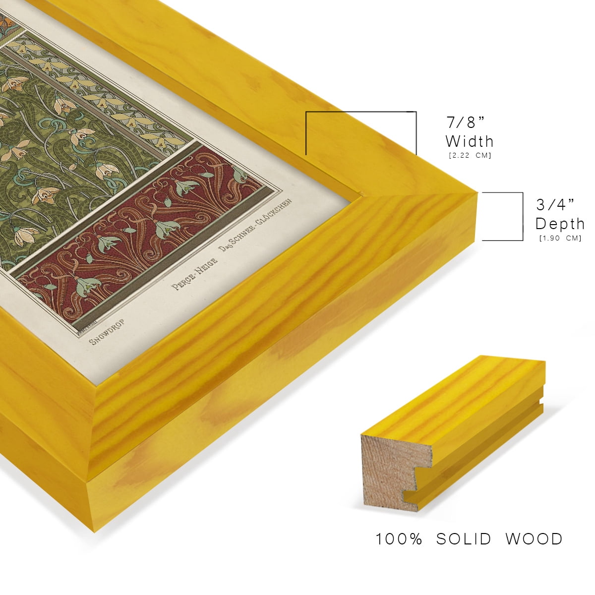 Nouveau Decorative VI - Framed Print w/glass - Sunflower Yellow