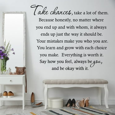 VWAQ Take Chances Take a Lot of Them Matte Black Inspirational Vinyl Wall Decal Quote (18"H x 22"W)