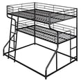thumbnail image 4 of Metal Full XL over Twin XL over Queen Loft Bunk Bed with Long and Short Ladder, Multifunctional with Safety Guard Rails, Easy to Assemble/No Box Spring Required(Black), 4 of 8