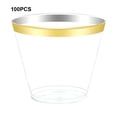 thumbnail image 4 of Kearding 100x Vasos Para Bebidas Versátiles Y Prácticos Hechos Con Vasos Desechables Con Borde Dorado De Poliestireno Fáciles Mostrada Borde dorado, 4 of 6