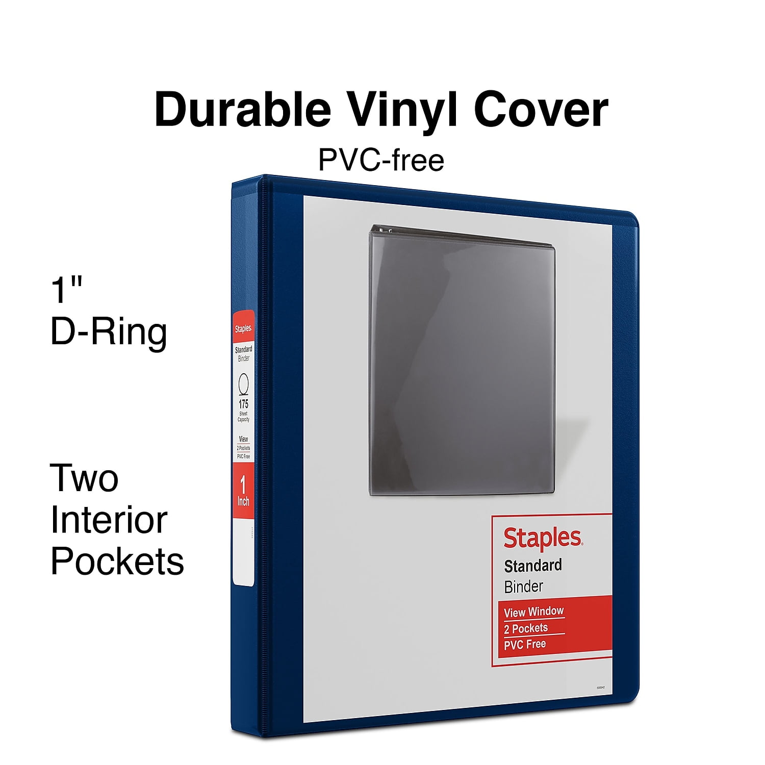 Staples Standard 1' 3-Ring View Binder Blue (26433-CC) 82638