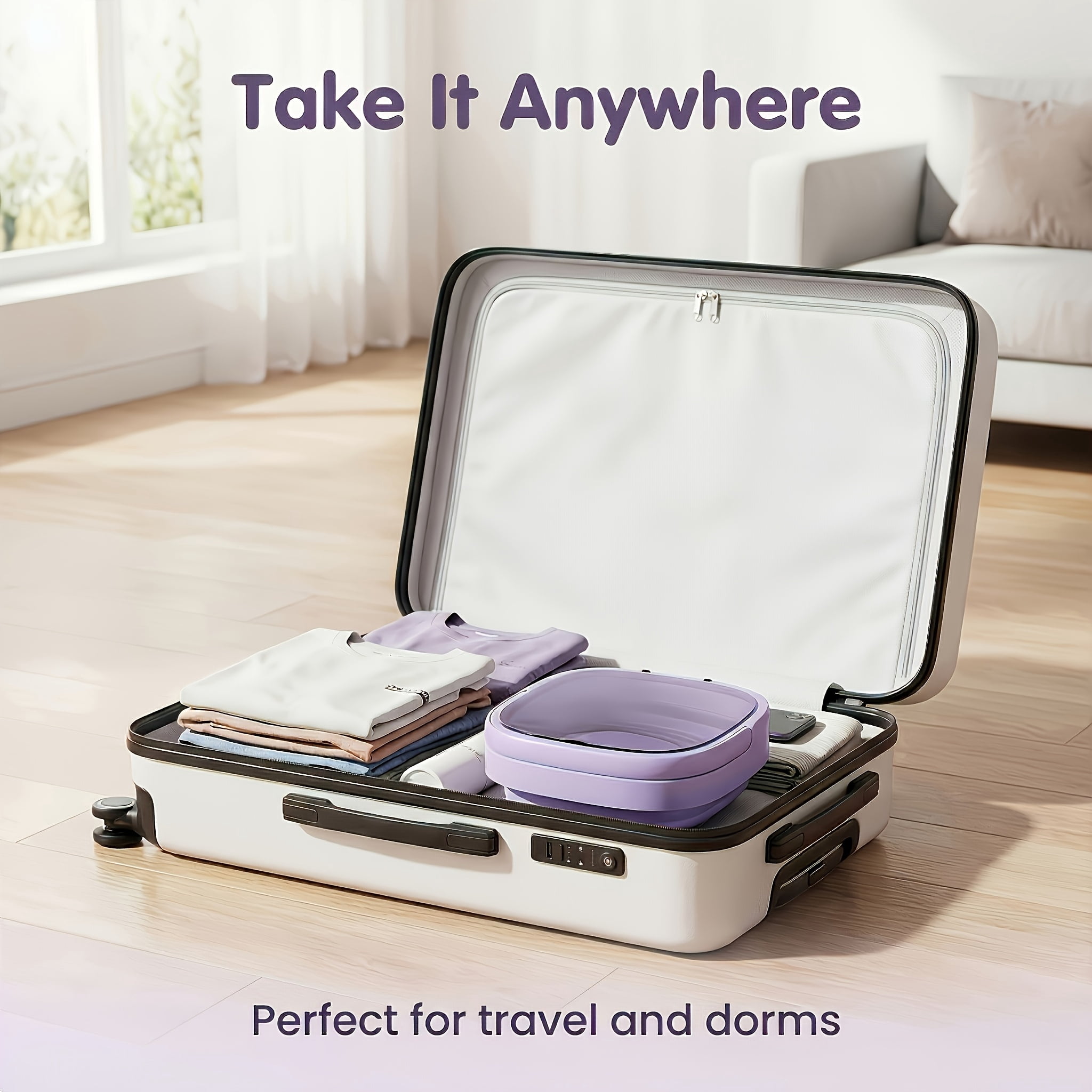 Portable Mini Washing Machine, High Capacity, 3 Deep Cleaning Modes, Suitable for Underwear, Apartments, Travel, RVs, Camping, Laundry Solution, Space-Saving Design, Multimode Washer