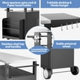 thumbnail image 3 of Outdoor Grill Cart with Storage, 49.8" Black Metal Patio Kitchen Island on Wheels w/ Stainless Steel Top, Hooks, Spice Rack, Bar Cart for Home Parties, 3 of 9