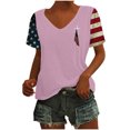 thumbnail image 1 of Fiudx Liquidación de Ahorros de Verano Top de Manga Corta con Cuello En V Estampado Del Día de La Independencia para Mujer Tops de Manga Corta con Cuello En V, 1 of 2