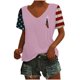 thumbnail image 1 of Tops Cortos para las Mujeres Día de la Independencia Patriótica Impreso Cuello en V, Manga Corta Top Casual para Diario, Fiesta Y Todas las Estaciones, 1 of 5