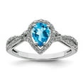 thumbnail image 3 of 925 Sterling Silver Rhodium Blue Topaz and Diamond Ring Size 5, 3 of 6
